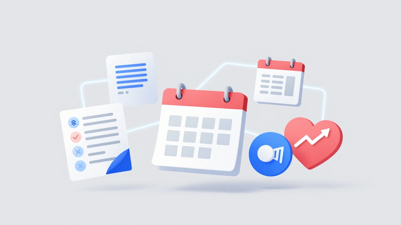 Digital icons representing virtual volunteering tasks connected by glowing lines.