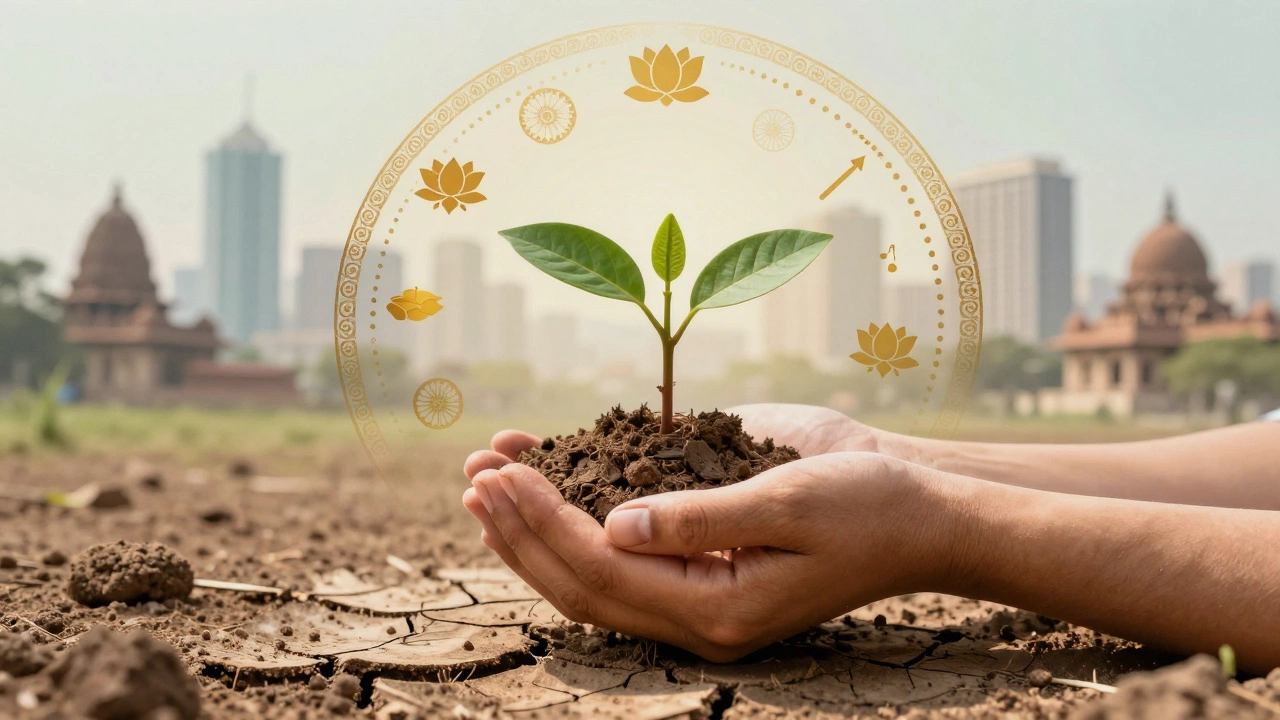 Hands nurturing sapling symbolizing mental health charity support in India.