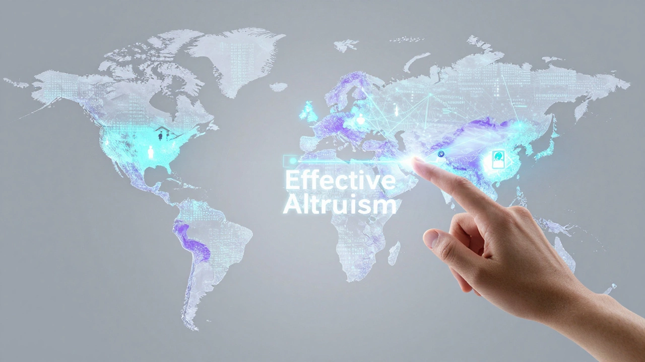 Holographic world map with data points and resource allocation interface