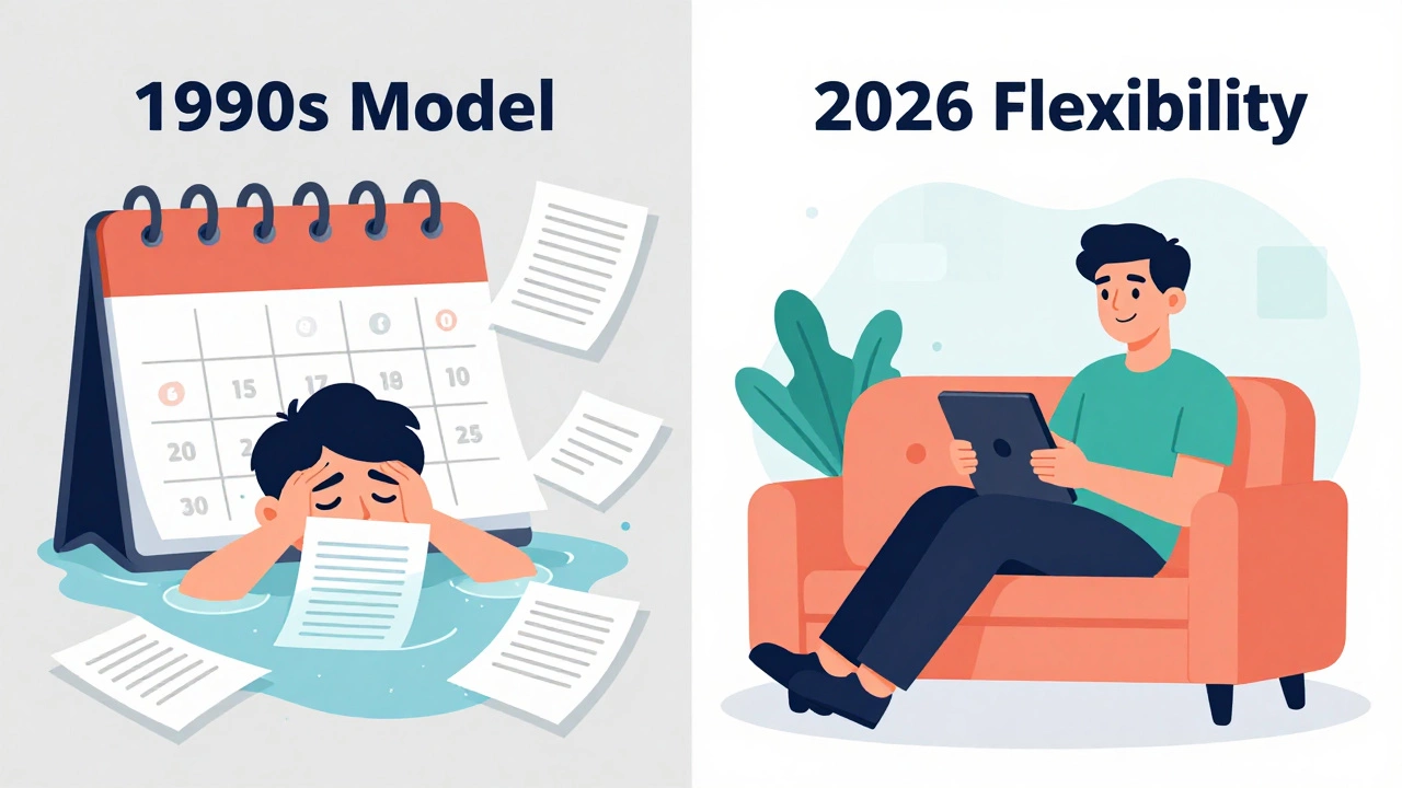 Illustration contrasting rigid old volunteering with flexible modern tasks