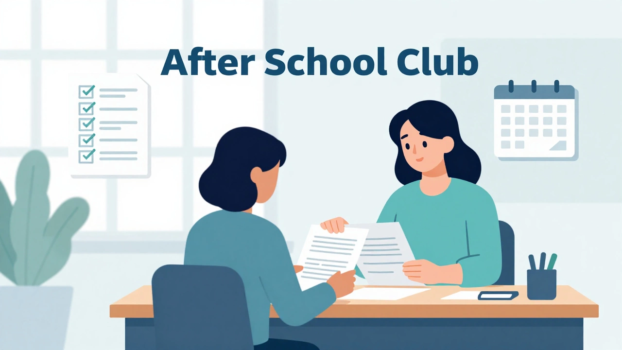 Vector illustration of a teacher planning a club with schedules and checklists