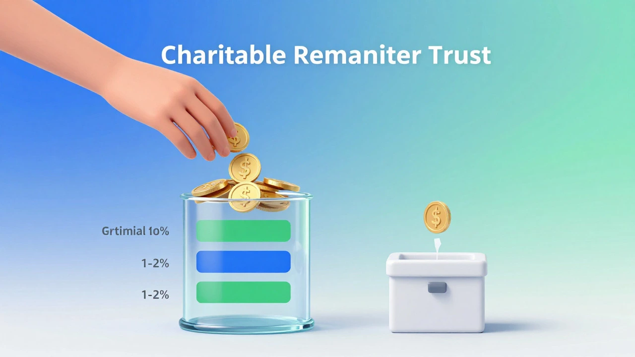 3D conceptual graphic showing fee structures and income flows of a trust.