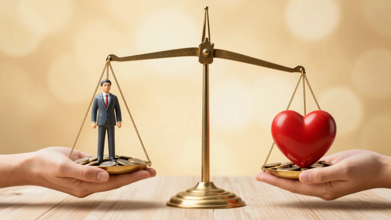 Balanced scale representing assets split between beneficiary and charity