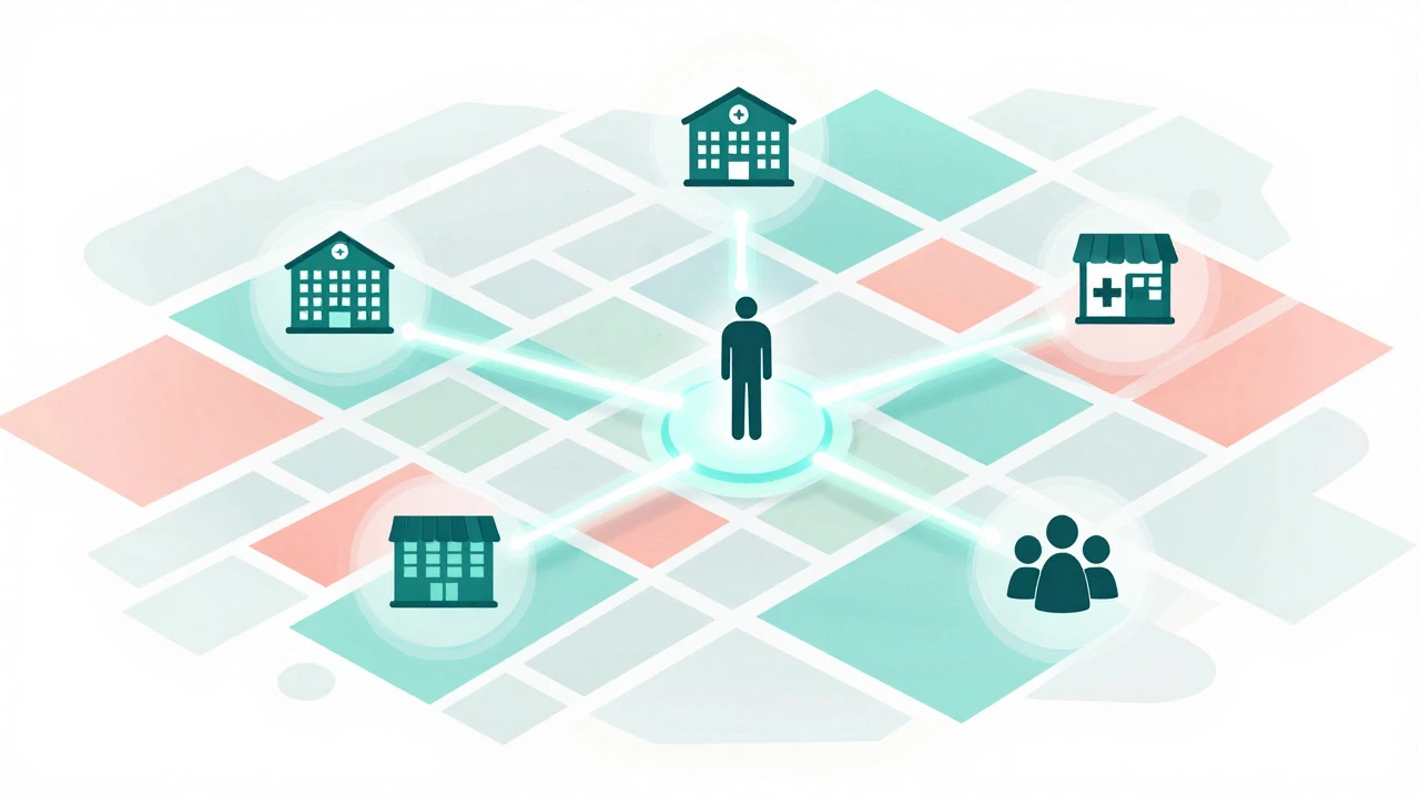 Vector illustration of interconnected community stakeholder network